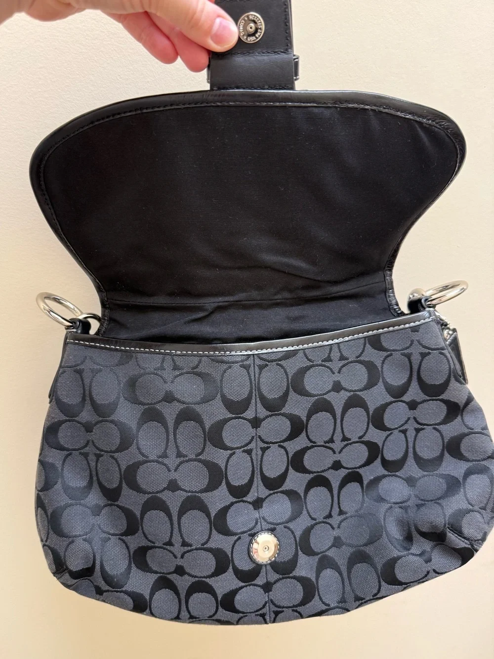Coach Y2K Black Signature C Jacquard Soho Buckle Shoulder Bag Purse F17093 EUC